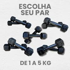 Par Halter Sextavado Pintado 1kg a 5kg Academia Treino Funcional Musculação Peso Livre Casa Exercíci