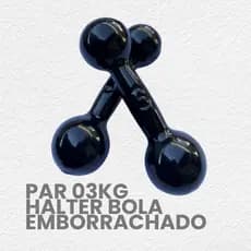 Par de Halter Bola 3kg Emborrachado- peso de academia 3kg- 2 unid