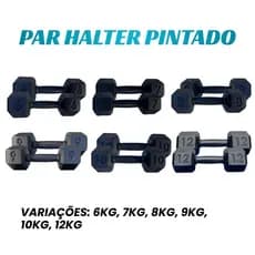 Par Halter Sextavado Pintado 6kg a 12kg – Par de Pesos para Musculação, Treino em Casa, CrossFit e A
