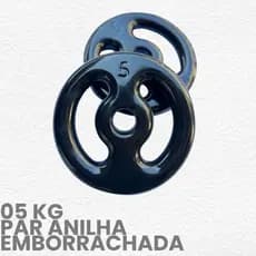 Par Anilha Emborrachada 5Kg - (2 unidade) Peso de academia