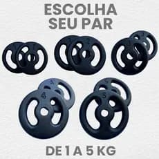 Par Anilha Pintada 1kg a 5kg Musculação Academia Treino Funcional Peso Livre Casa Exercício Fitness
