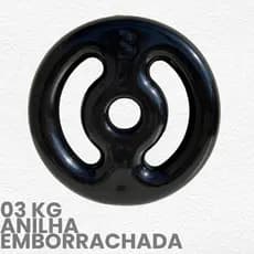 Anilha Emborrachada 3kg – Peso de Academia Musculação Treino em Casa ou Academia Profissional