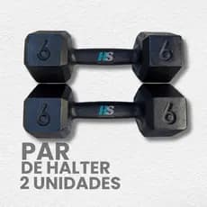 Par de Halter Sextavado 6kg Pintado- peso de academia 6kg- 2 unid