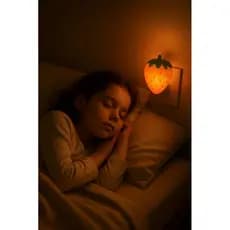 Luminária de tomada para quarto de criança modelo morango Luz de led infantil mini abajur com led fraca para dormir