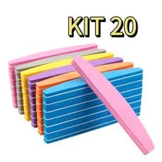 KIT 10-20 Lixas Buffer Polidora 100/180 Colorida Bumerangue Alongamento de Unha