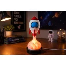 🚀 Luminária Foguete Espacial LED 3D Abajur Decorativo Infantil Quarto Criança Astronauta