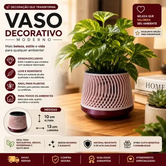 🏆 Vaso Decorativo Moderno para Plantas Cachepot Design Elegante Sala Quarto Escritório
