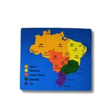 Mapa do Brasil EVA Didático 19 Peças Jogo Educativo Infantil Escolar