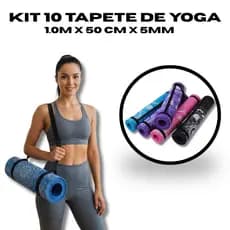 KIT 10 Tapetes Yoga Pilates 1m x 50cm x 5mm Colchonete Academia Ginástica Fitness