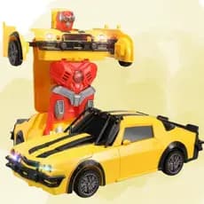 Camaro Solta Fumaça Brinquedo Carro Bate e Volta Transformers Robô Com Som e Luz