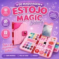 Kit Estojo de Maquiagem Infantil Não Tóxico Com Espelho Brinquedo Menina