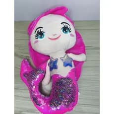 Boneca Sereia de Pelúcia com Paetês – Brinquedo Infantil Fofo e Macio