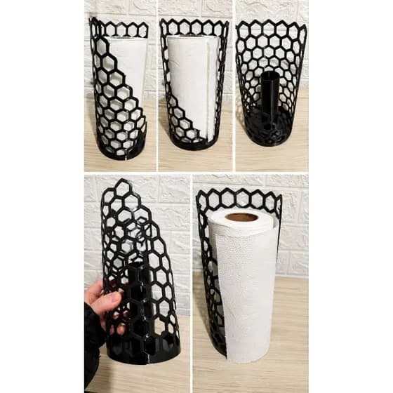 Suporte Porta Papel Toalha Colmeia Decorativo – Impressão 3D