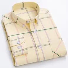 Casual 100% Algodão Camisa De Homem Oxford Manga Longa Social Xadrez Masculina Camisas