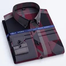 Casual Não Ferro Impresso Manga Comprida Masculina Camisa De Trabalho Social Homem Camisas