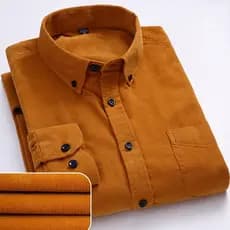 Casual 100% Algodão Veludo Manga Longa Masculina Camisas Sólida Plus Size Social Camisa De Homem