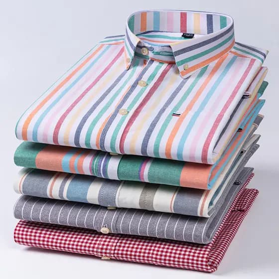 Casual 100% Algodão Manga Longa Oxford Camisa De Homem Plus Size Social Masculina Listrado Camisas