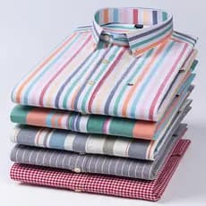 Casual 100% Algodão Manga Longa Oxford Camisa De Homem Plus Size Social Masculina Listrado Camisas