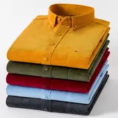 Casual 100% Algodão Veludo Homem Camisa Manga Longa Plus Size 7xl Camisas Social Masculinas