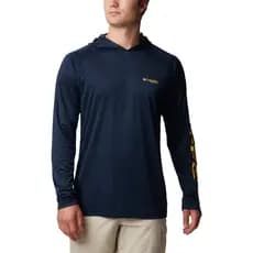 Dark Blue Columbia Camisas Com Capuz PFG Para Homens De Manga Comprida Proteção Solar UPF50 + Alto Desempenho