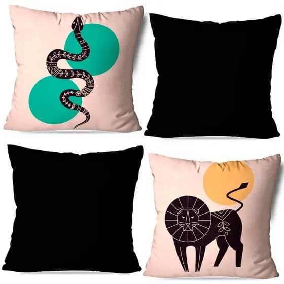 Kit Capas de Almofadas Decorativas OXFORD 45X45 – Animais de ForçaEstampa Frente e Verso e Zíper Invisível Linda Decor