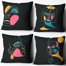 Kit 4 Capas de Almofadas Decorativas OXFORD 45X45 – Faces New Estampa Frente e Verso com Zíper Invisível | Linda Decor