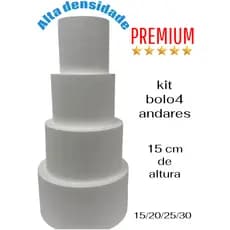 Kit bolo fake 4 andares 10 OU 15cm de altura EPS Isopor em alta densidade T5F Base para bolo fake