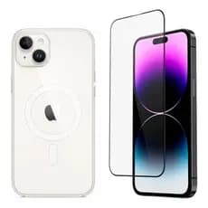 Kit Capa Capinha Case Magnética Para iPhone 13/14 + Pelicula de vidro 3d Cor Transparente
