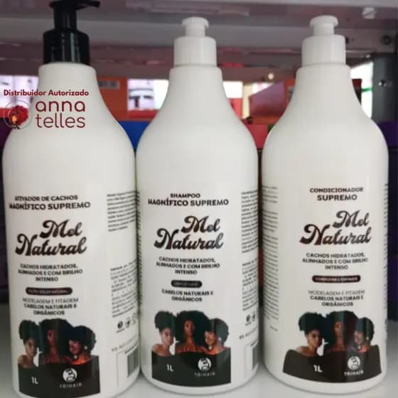 Kit Shampoo 1L + Condicionador 1L + Ativador 1L Mel Natural Trihair