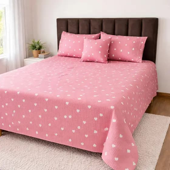 Colcha Coração Piquet Luxo Casal Solteiro Decorativa Elegante Macia Confortável Quarto Premium