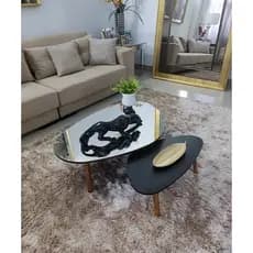 Conjunto de mesa de centro orgânica espelhada pés palito retro Paris Mirror Black