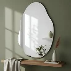 Espelho decorativo de parede orgânico sala banheiro acabamento maquiagem salão de beleza  Demoglass