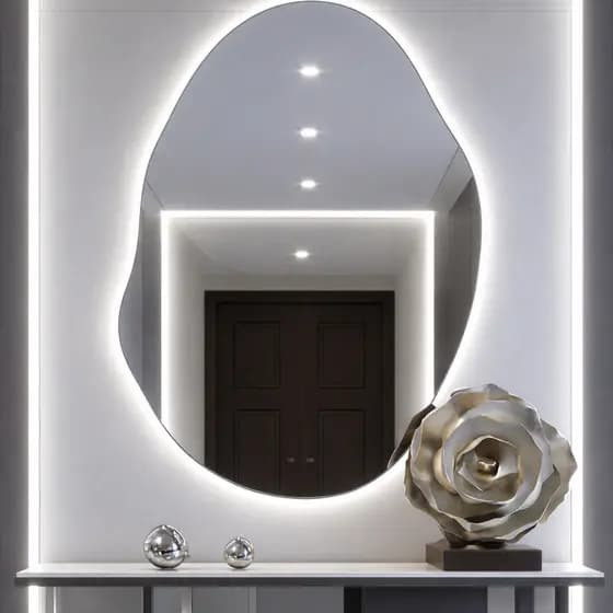 Espelho decorativo orgânico Com luz de Led Frio para banheiro e salão de beleza Madri Demoglass