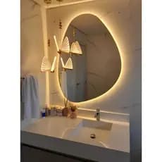 Espelho Orgânico Decoração Banheiro Sala Quarto Led Quente Amarelo Pinterest Demoglass Ellena
