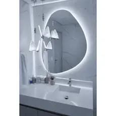 Espelho Led Com Luz Fria Orgânico Ellena Decorativo De Parede Banheiro Sala Quarto Demoglass