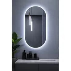 Espelho Oval Com Led Frio De Parede Decorativo Para Banheiro E Sala Hall Demoglass