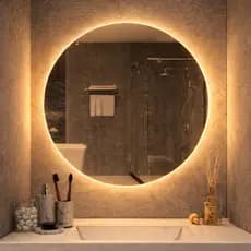 Espelho De Parede Led Quente Redondo De Banheiro E Sala De Estar Pinterest