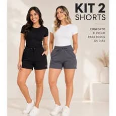 2 Shortinhos Feminino Moletom Dia a Dia Confortavel Kit 2 Shorts Femininos Moletom Casual