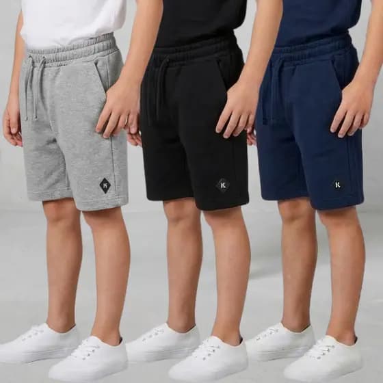 Kit 3 Bermudas Moletom Infantil Menino Premium (6 a 12 Anos)