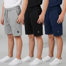 Kit 3 Bermudas Moletom Infantil Menino Premium (6 a 12 Anos)