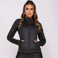 Jaqueta Fitness Feminina Blusa Fitness de Frio Academia Look Casual Fitness Manga Longa e Abertura no Polegar