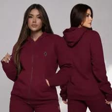 Blusa de Frio Moletom Feminino Tradicional com Capuz e Ziper Moletom Tradicional