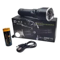 Lanterna Tática LED V3 WS-656 Super Potente Alta Intensidade Zoom Ajustável Longo Alcance Preto ws-656