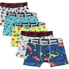 Kit 5 Cuecas Box Microfibra Forro 100% algodão 4 ao 8 Boxer Infantil Estampas Sortidas