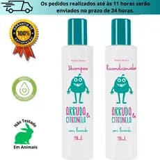 Kit Arruda Citronela Antipiolho Shampoo Recondicionador 190ml Tratamento Piolhos Lêndeas Infantil Cabelos Abelha Rainha