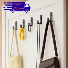 Gancho Parede Preto Fosco Multiuso Kit 1 2 5 6 8 Peças Suporte Roupas Toalhas Bolsas Chaves Organizador Metal