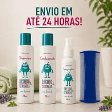 Kit Antipiolho Abelha Rainha Arruda e Citronela Shampoo Condicionador Spray Mata Piolhos e Lêndeas Completo