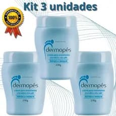 Kit 3 Dermopés Creme para Pés 230g Abelha Rainha Hidrata Calcanhar Rachado Tratamento Intensivo