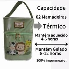 Porta Mamadeira Termico Duplo Com Isopor Removível  Tema Safari