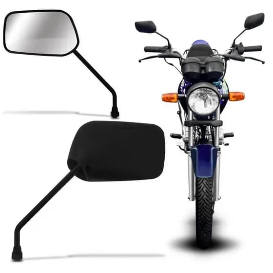 Par Retrovisor Moto Fan 125 Titan 125 91 a  2008 Titan 150 04 a 13 Preto AWA 502
